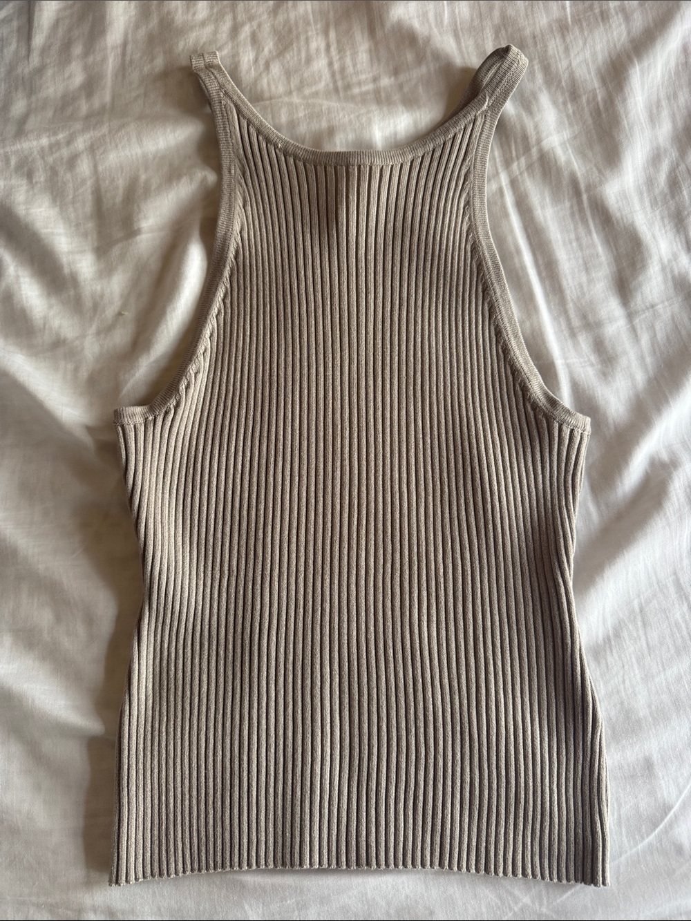 H&M Ribbed Tank Top in Taupe Beige